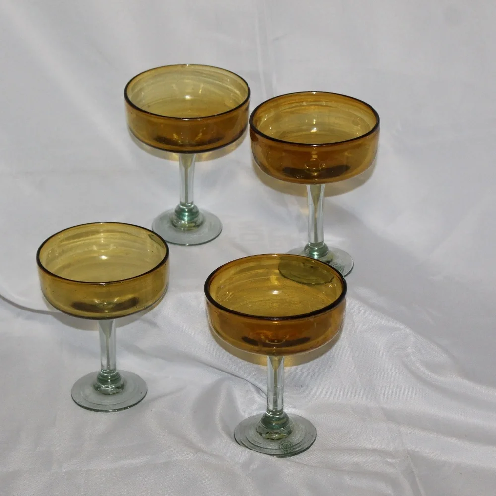 West Elm Amber Stem Glassware. Set of 4